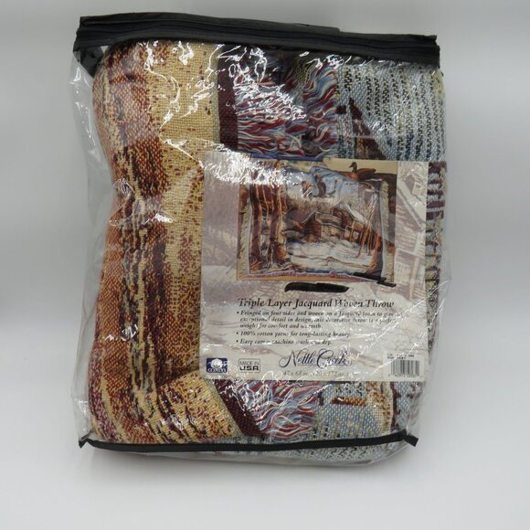 Terry Redlin Blanket Jacquard Tapestry Throw 47" X 68" Country Home Ducks Snow - Picture 10 of 11